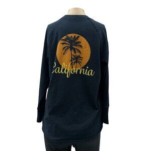 James Perse Waverider California Graphic Print Long-Sleeve Top Navy Blue Women M